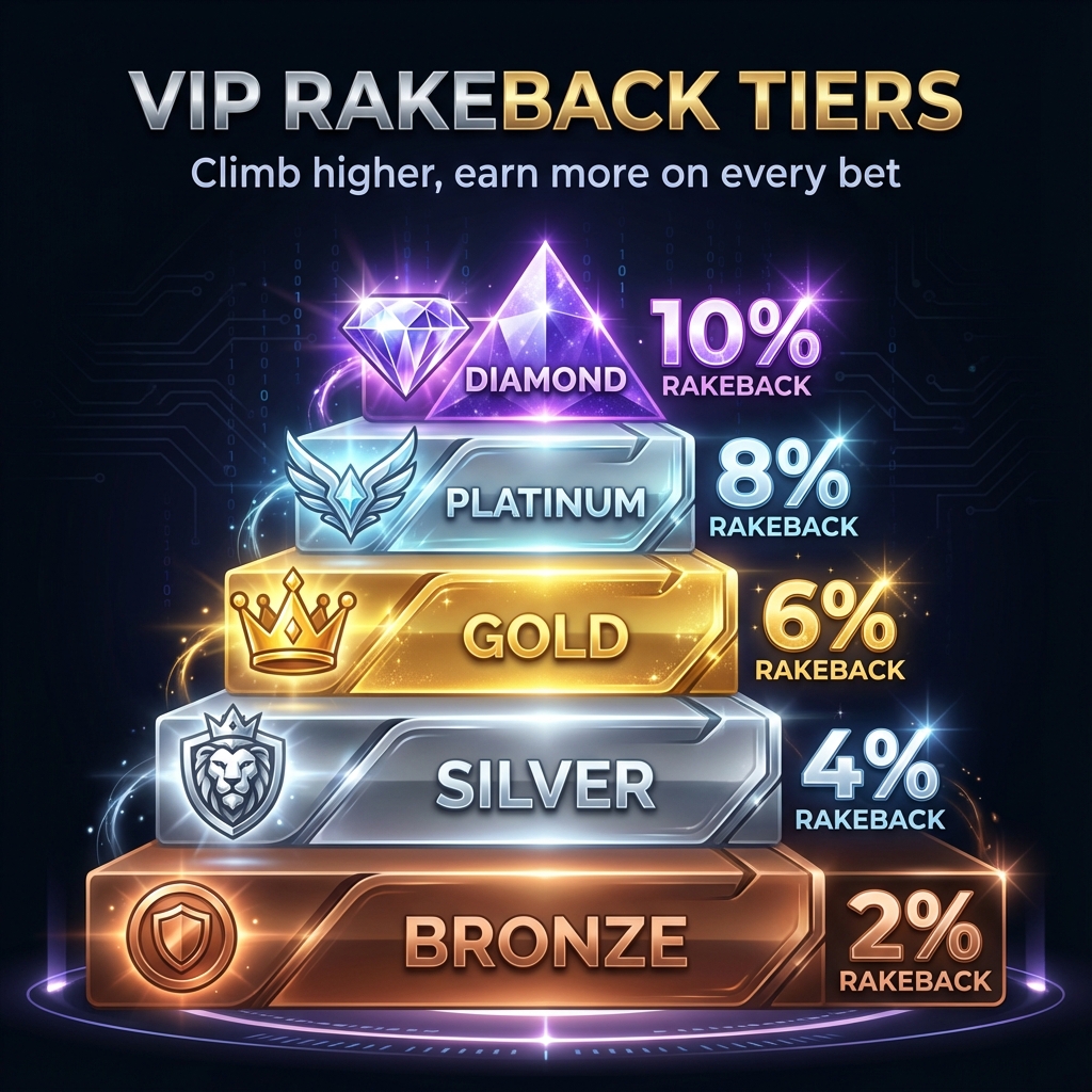 VIP tiers infographic showing Bronze through Diamond levels